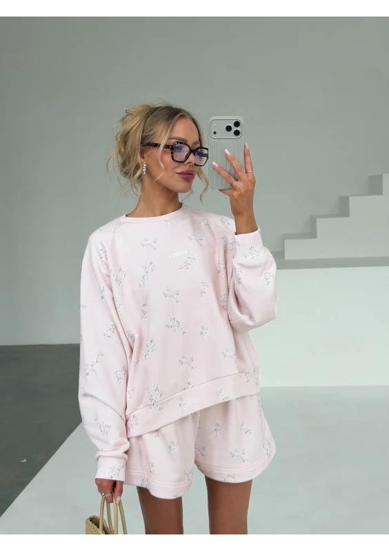 - Floral printed powder pink jumper