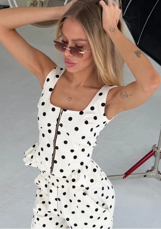 Dotti - Elegancki top damski w grochy - Mosquito