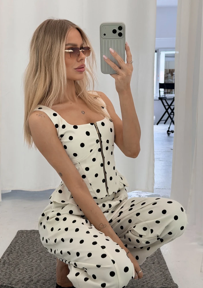 Dotti - White and black dotted top
