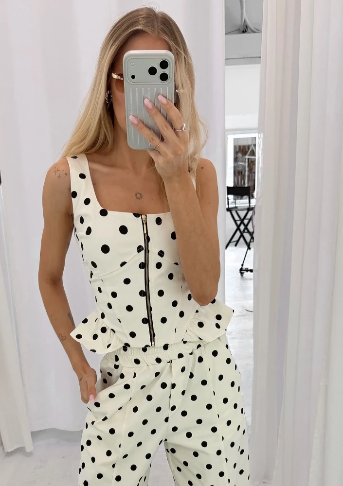 Dotti - Elegancki top damski w grochy - Mosquito