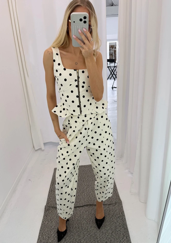 Dotti - White and black dotted top