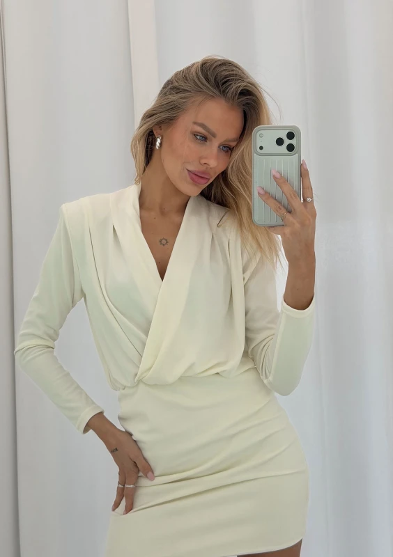 Nera - Creamy mini wrap dress