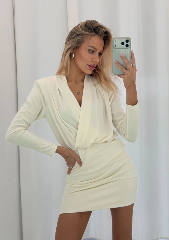 Nera - Creamy mini wrap dress