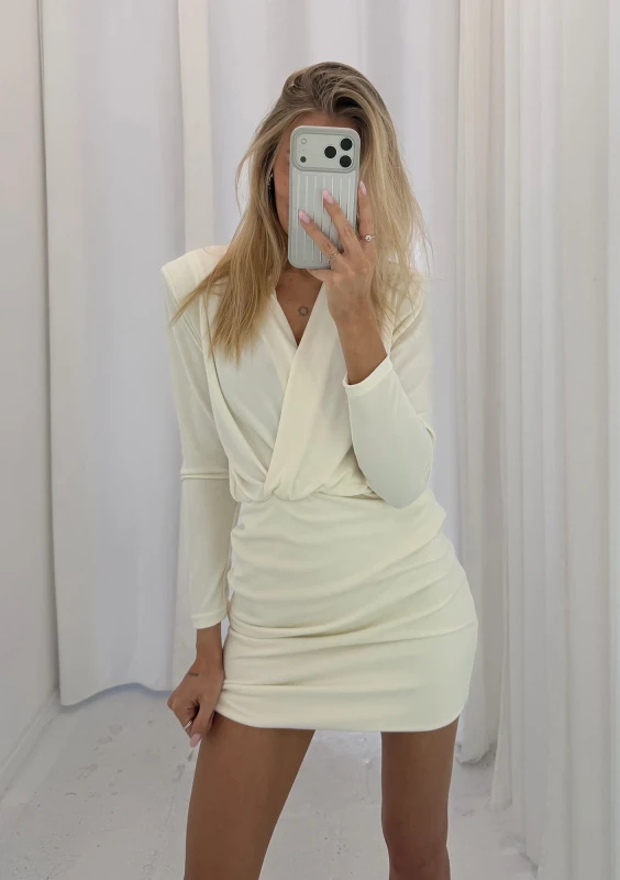 Nera - Creamy mini wrap dress