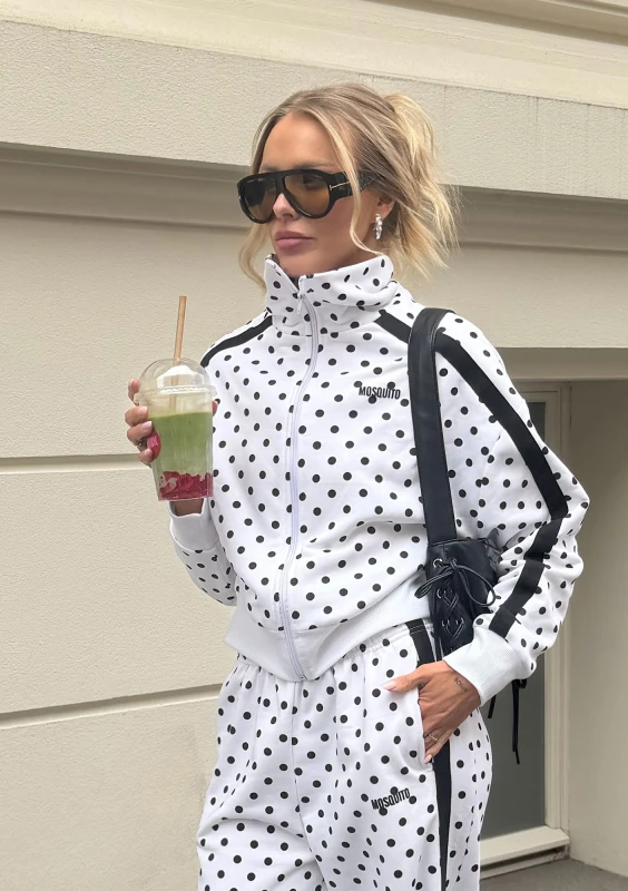 Cano X - White and black dotted jumper with stripes