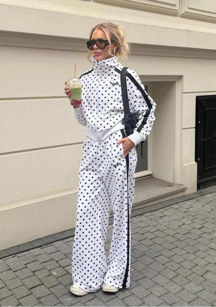 Cano X - White and black dotted sweatpants with stripes