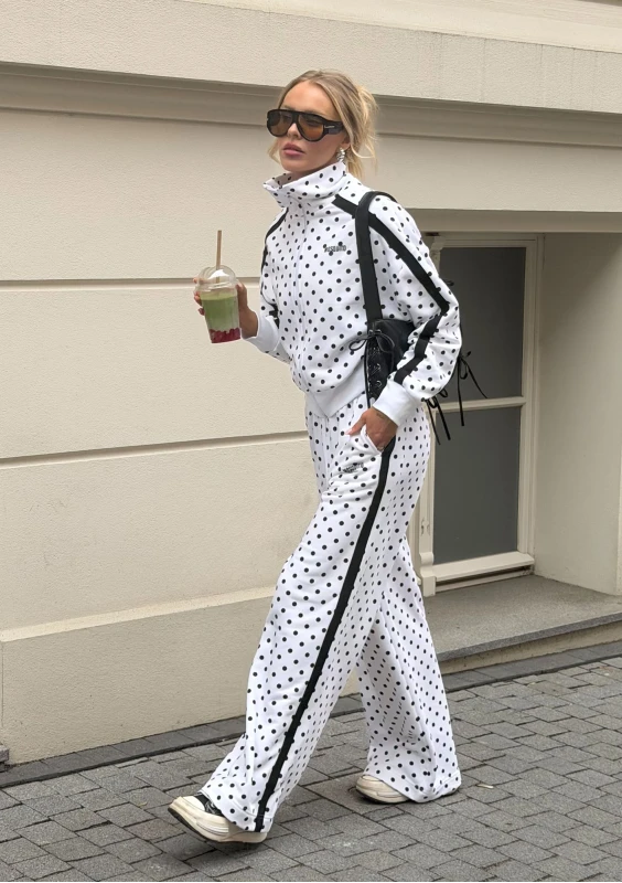 Cano X - White and black dotted sweatpants with stripes