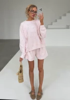 Levi - Floral printed powder pink shorts