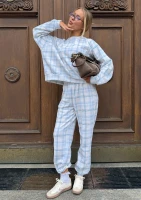 Melo - Light blue checkered trousers