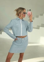 Sena - Navy blue striped skirt