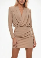 Nera - Beige mini wrap dress