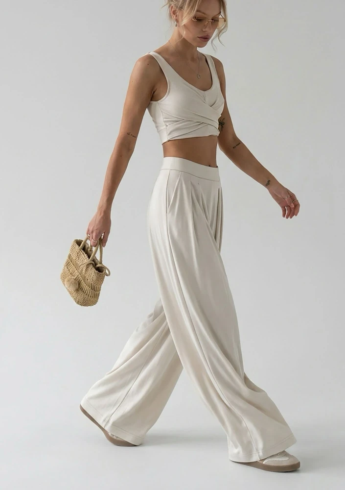 Vexa - Ecru wide pants