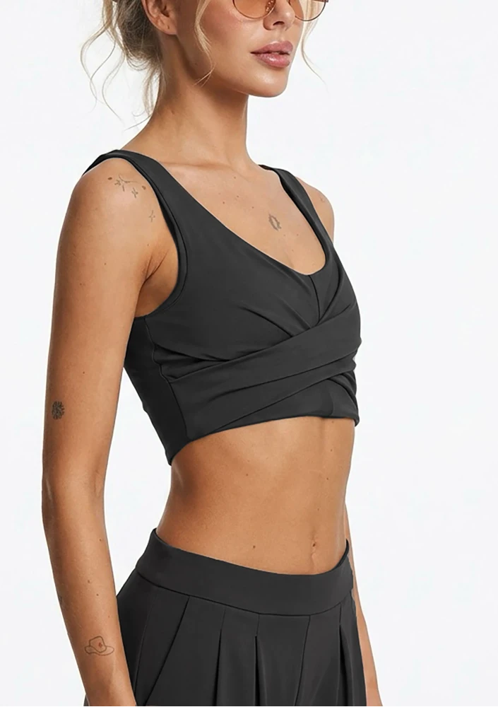Vexa - Black short draped top