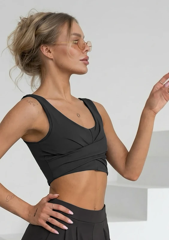 Vexa - Black short draped top