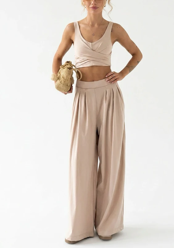 Vexa - Beige short draped top