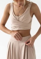 Vexa - Krótki top z draperią Beige