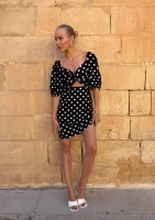 Rosita - Black dotted linen dress