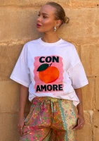 Axis - White oversized boxy T-shirt "Con Amore"
