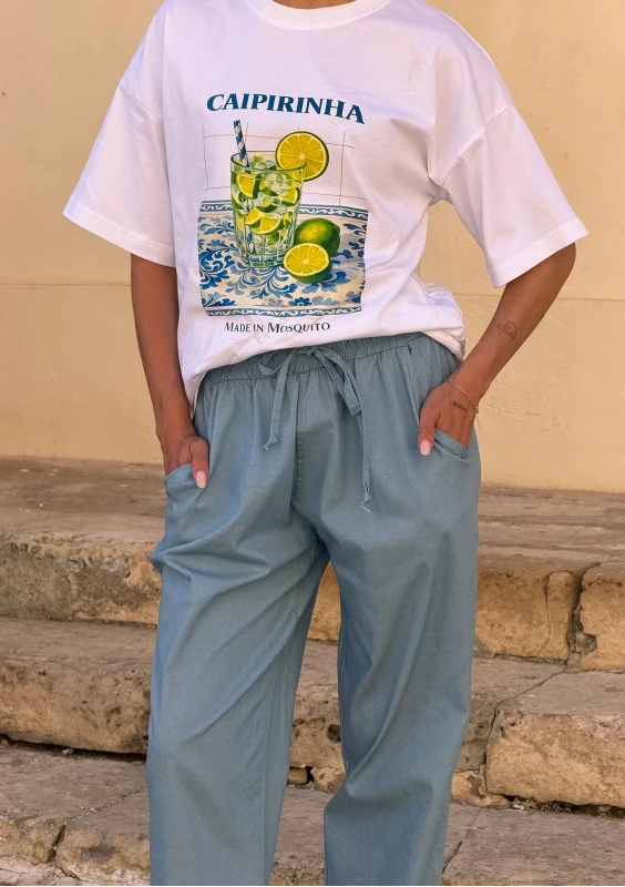 Axis - White oversized boxy T-shirt "Caipirinha"