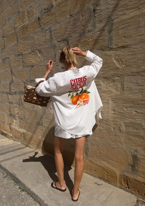 Sano - Letnia bawełniana koszula oversize ,,Citrus di Sicilia"
