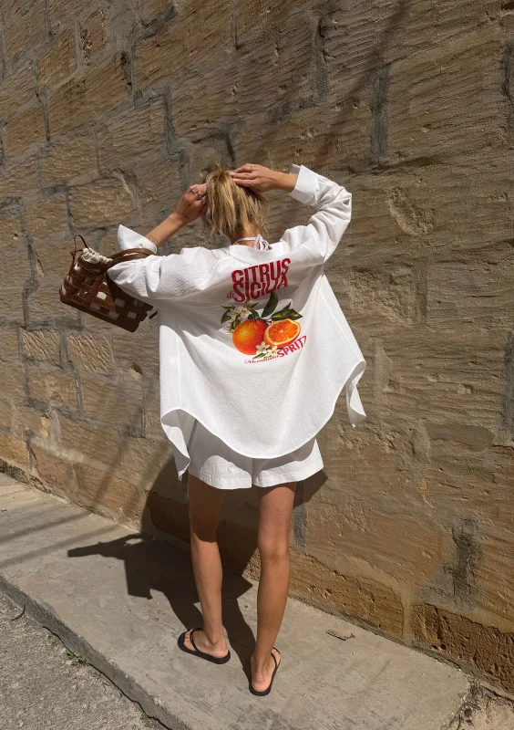 Sano - White oversized shirt "Citrus di Sicilia"