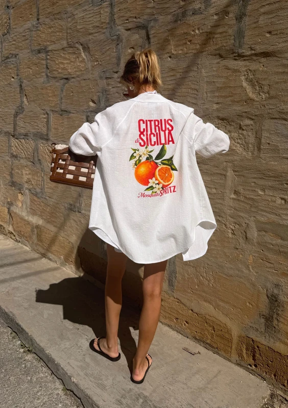 Sano - White oversized shirt "Citrus di Sicilia"