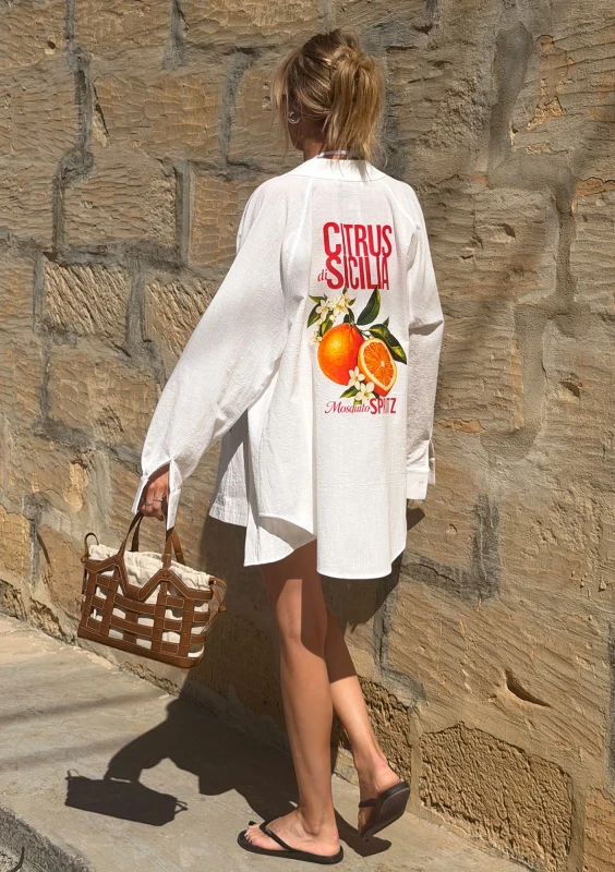 Sano - Letnia bawełniana koszula oversize ,,Citrus di Sicilia"