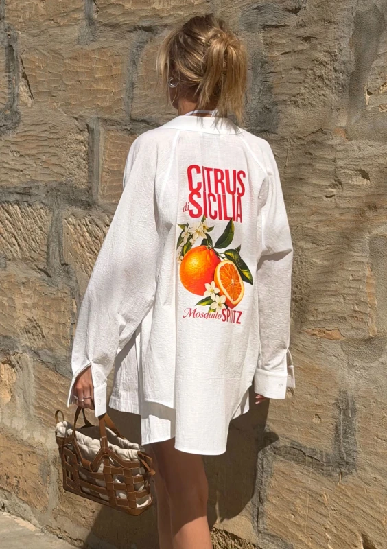 Sano - Letnia bawełniana koszula oversize ,,Citrus di Sicilia"
