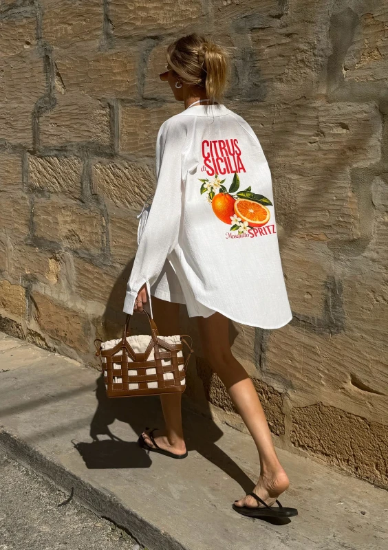 Sano - White oversized shirt "Citrus di Sicilia"
