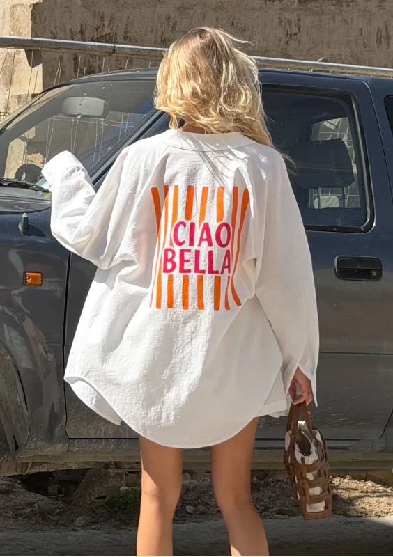 Sano - White oversized shirt "Ciao Bella"