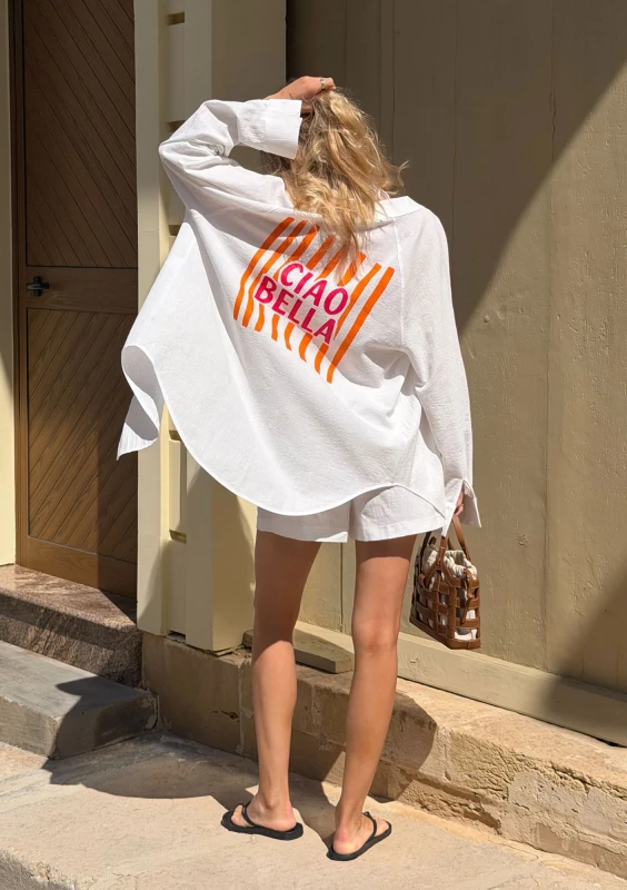 Sano - White oversized shirt "Ciao Bella"