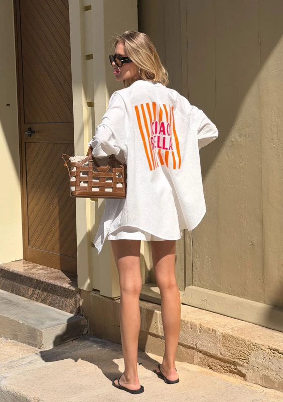 Sano - White oversized shirt "Ciao Bella"