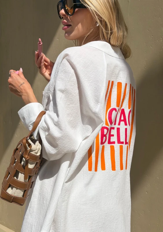 Sano - White oversized shirt "Ciao Bella"