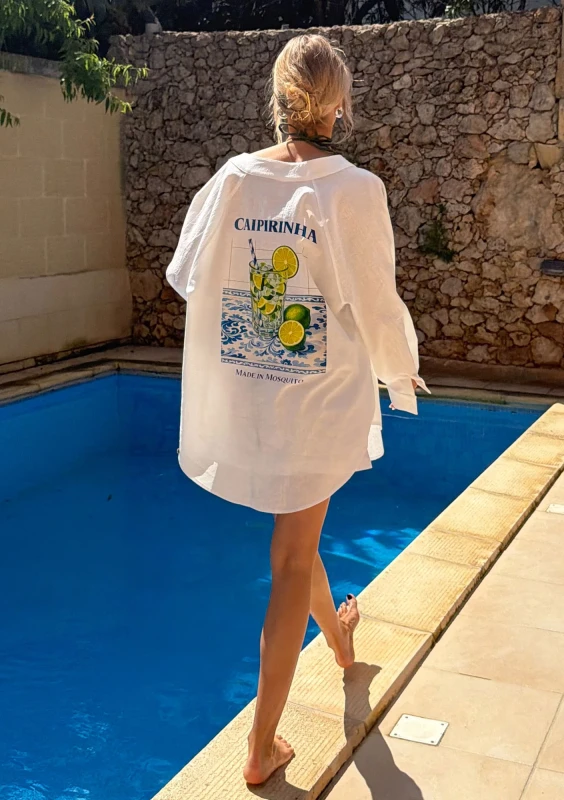 Sano - White oversized shirt "Caipirinha"