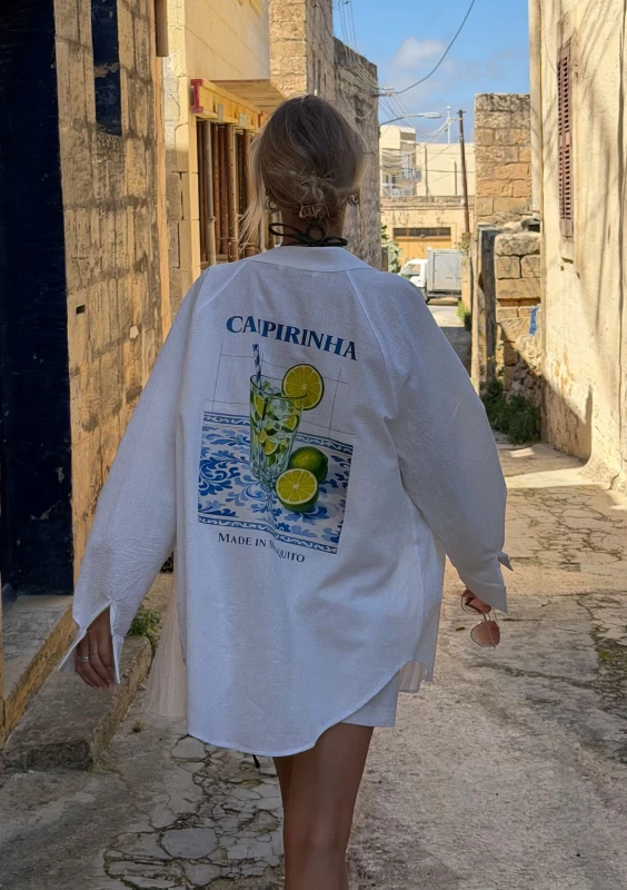 Sano - White oversized shirt "Caipirinha"