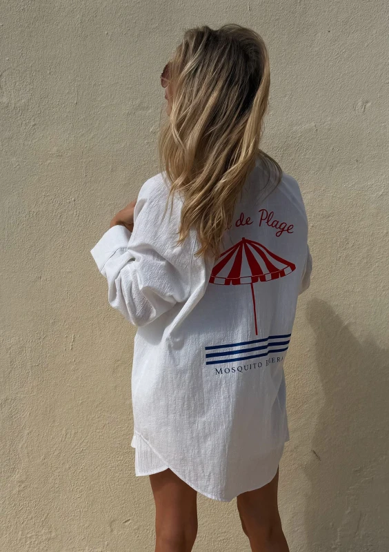 Sano - White oversized shirt "Hotel de Plage"
