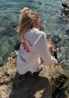 Sano - White oversized shirt "Hotel de Plage"