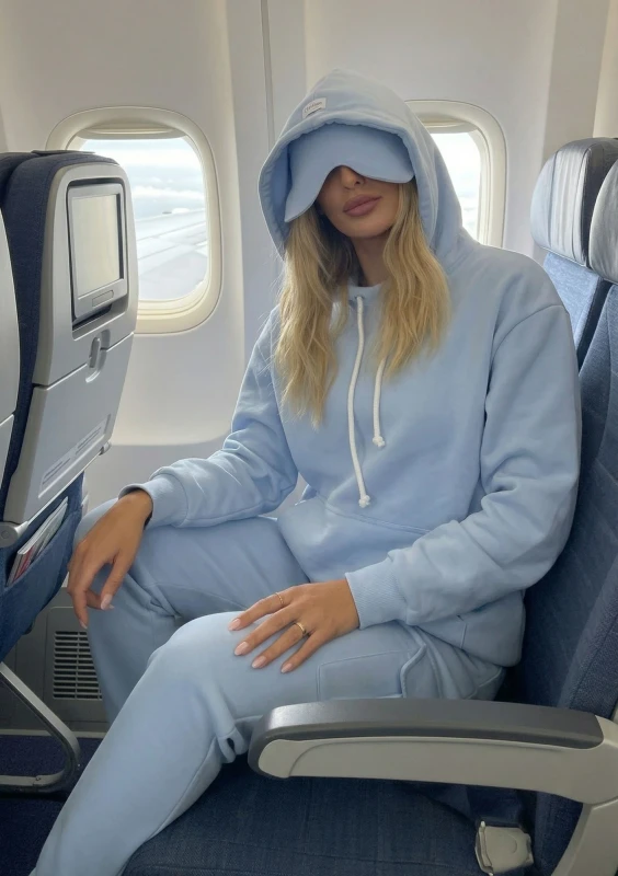 Travel - Bluza kangurka sleep mode Baby Blue