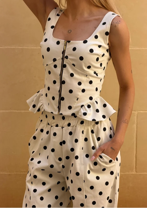 Dotti - White and black dotted top