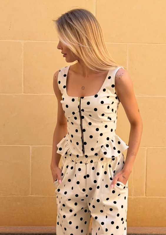Dotti - White and black dotted top