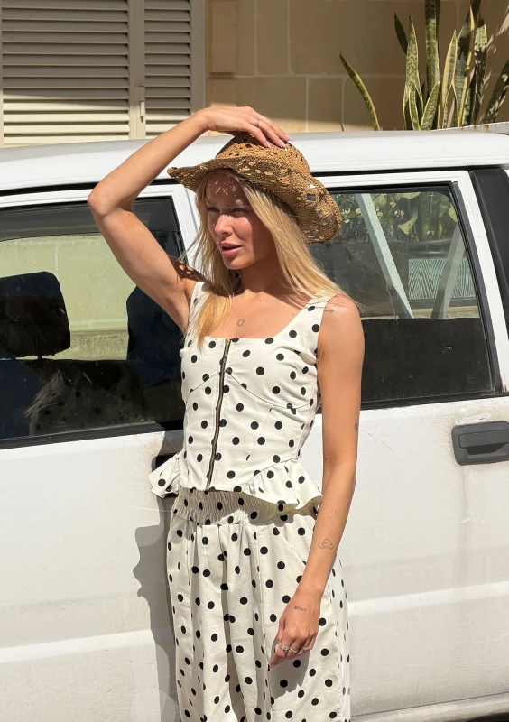 Dotti - White and black dotted top
