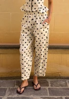 Dotti - White and black dotted paperbag trousers