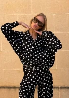 Tammy - Black dotted linen shirt