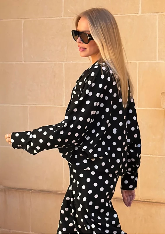 Tammy - Black dotted linen shirt