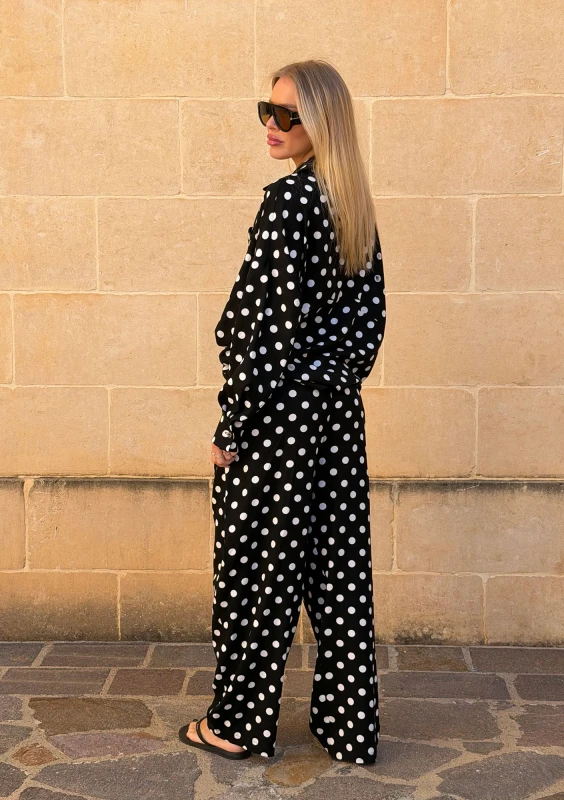 Tammy - Black dotted linen shirt