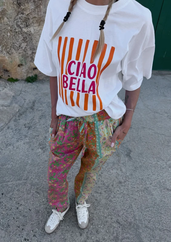 Ciao - Kolorowe spodnie damskie boho w kwiatki i ornamenty - Mosquito