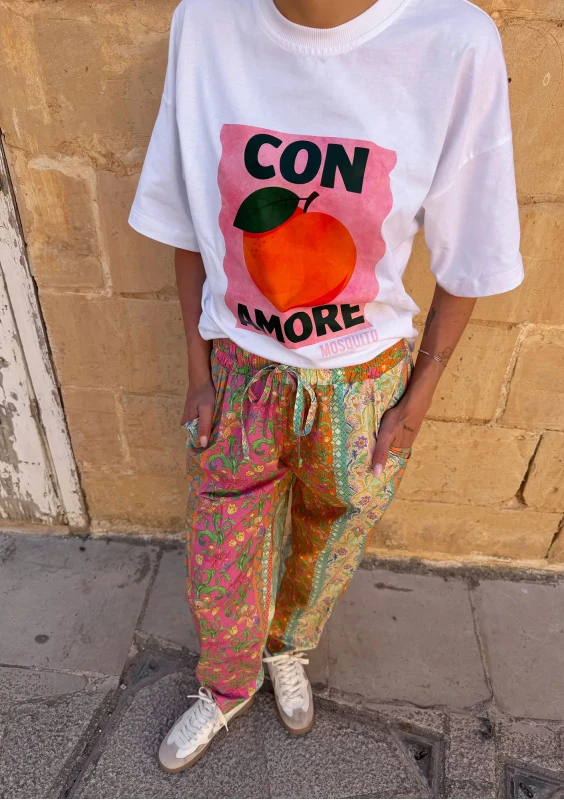 Ciao - Kolorowe spodnie damskie boho w kwiatki i ornamenty - Mosquito