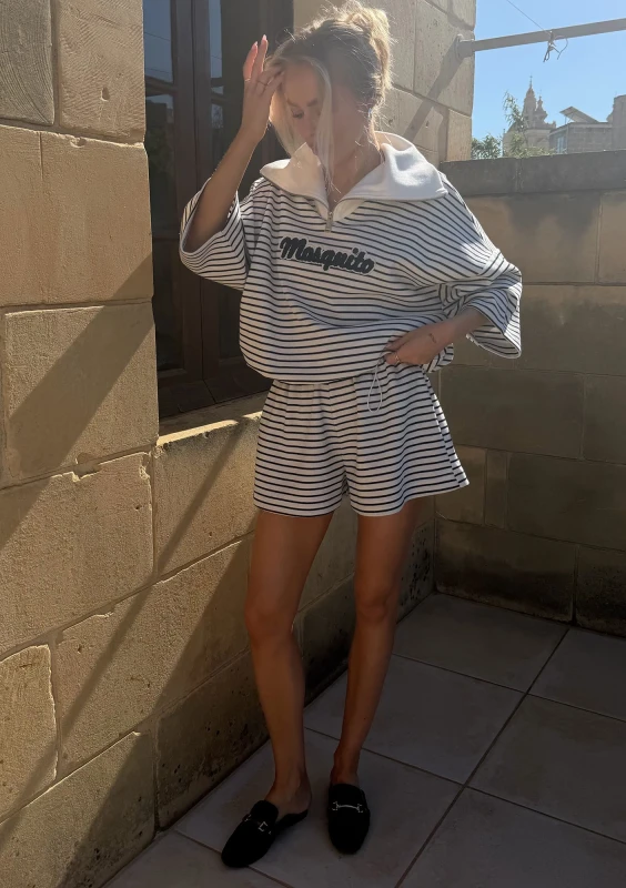 Levi - Striped cotton shorts