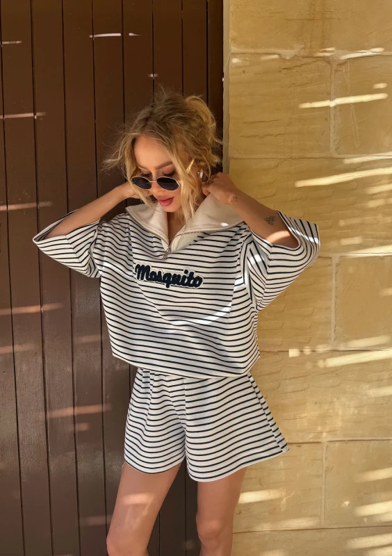 Levi - Striped cotton shorts