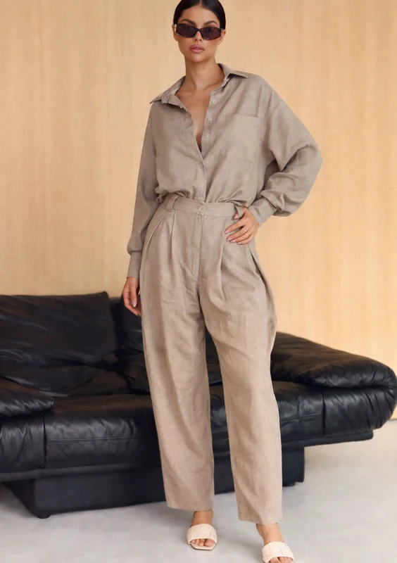 Tammy - Beige linen shirt